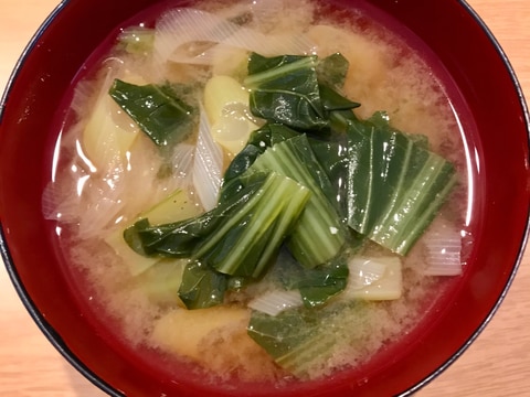 小松菜と長ネギの味噌汁